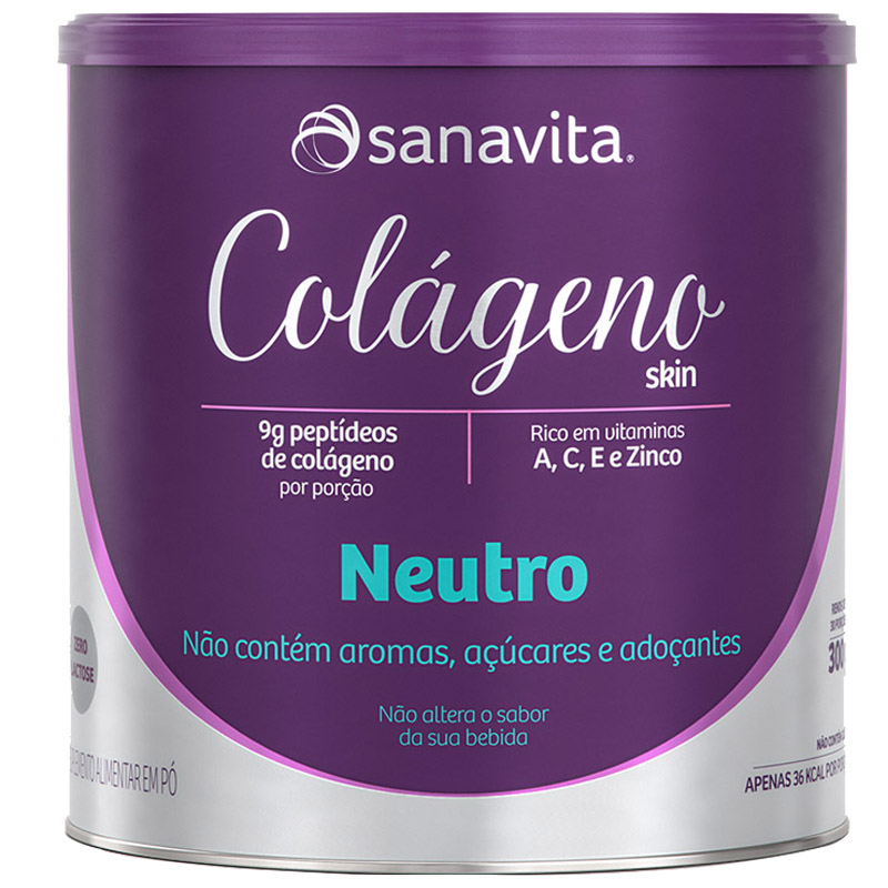 Colágeno Hidrolisado em pó Sanavita 300g Neutro-7 Colágeno Hidrolisado em pó Sanavita 300g Neutro-7